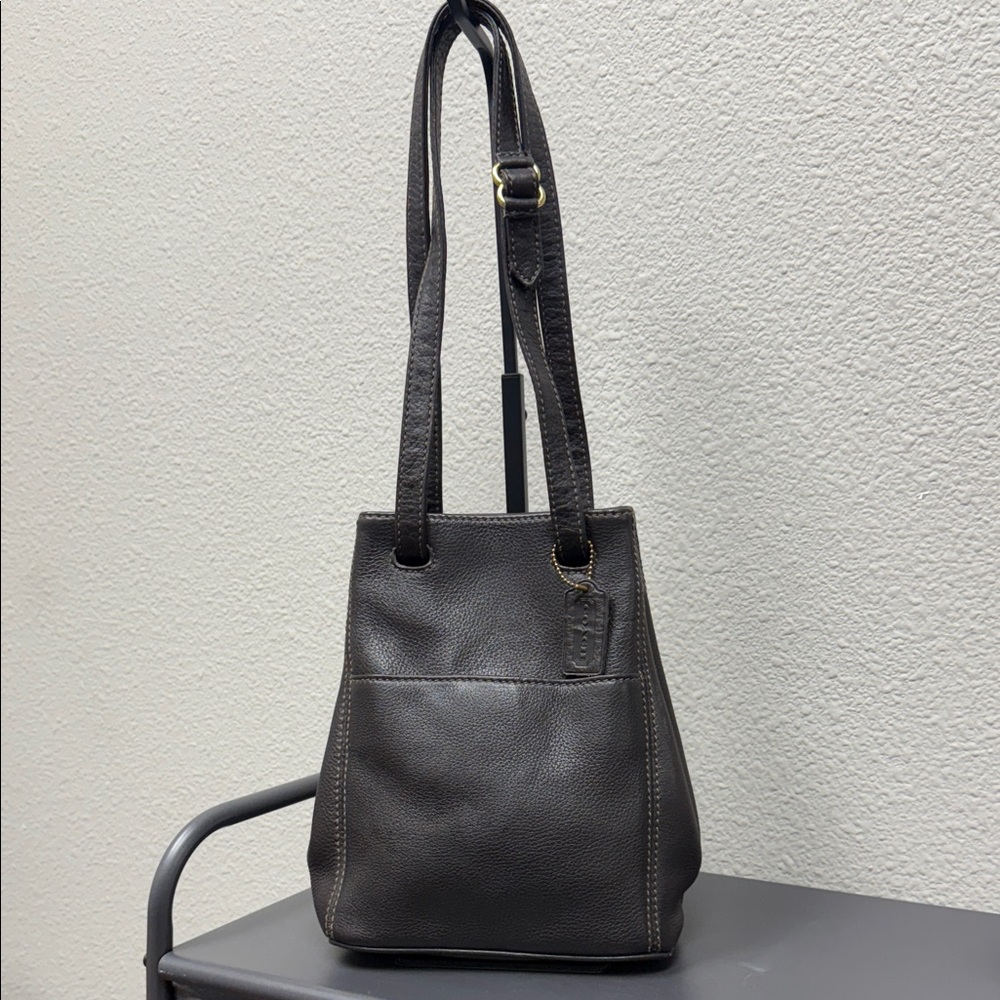 Vintage Coach Dark Brown Leather Sonoma Drawstring Bucket Bag